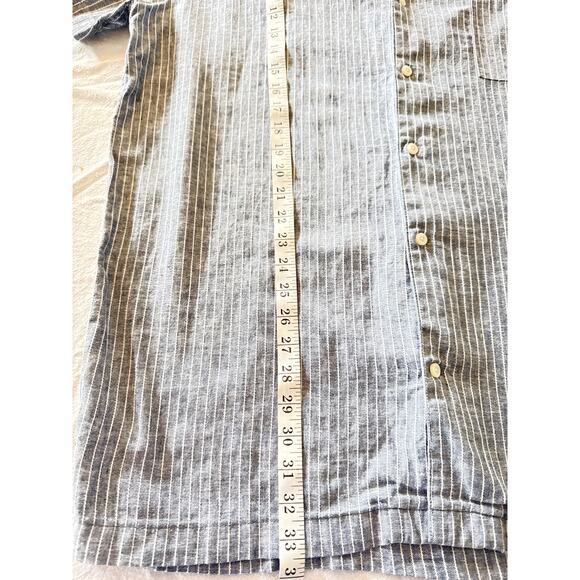 Mutual Weave Men’s Linen Blend Striped Button-Up Shirt XLT Blue Short Sleeve - Picture 3 of 7